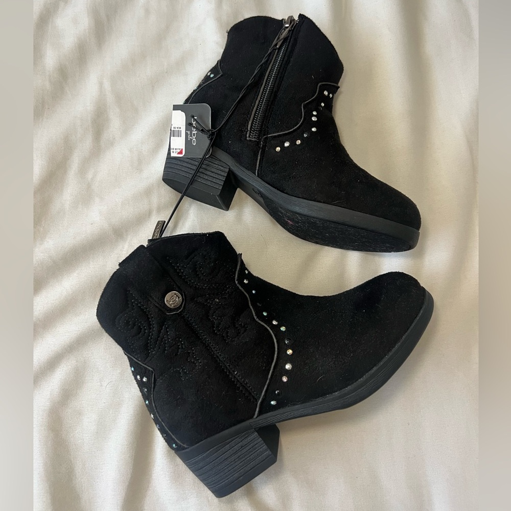 Black Ankle Boots with Studded Detail